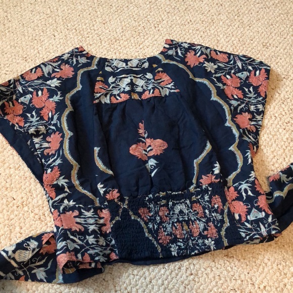 Free People linen blend top with tie - Picture 6 of 12